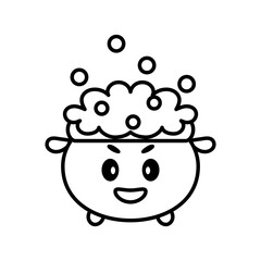 Isolated witch pot kawaii. Halloween icon - Vector