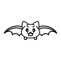 Isolated cute bat kawaii. Halloween icon - Vector