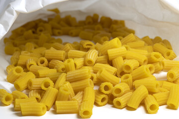 Handmade Italian macaroni pasta with egg and flour