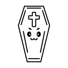 Isolated coffin cartoon kawaii. Halloween icon - Vector