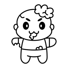 Isolated cute zombie kawaii. Halloween icon - Vector