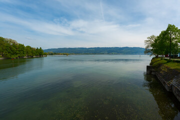 Fototapeta premium View of Lake Constance (Bodensee in German), near the city of Lindau, in Germany