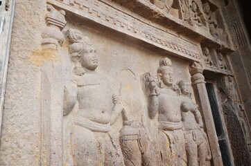 detail of an stone carving in kanheri caves mumbai