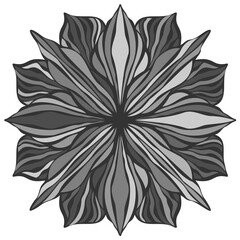 Modern isolated black and white illustration design ornament of lined flower