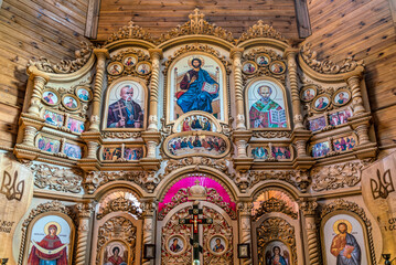 Ancient wooden building of the Orthodox Church in the village. Church of St. Peter the Long-suffering (Kalnishevsky)