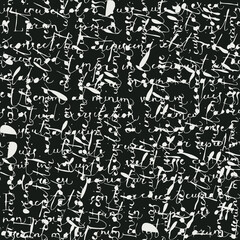 Vector seamless pattern with illegible handwritten text. Black and white repeatable background in retro style. Lorem Ipsum. Suitable for Wallpaper, wrapping paper, fabric, textile