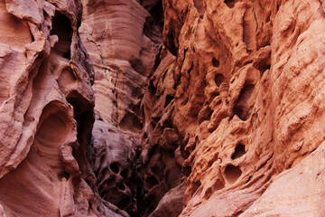 Columns of king Solomon. Red rocks in Timna national Park, in the Negev desert, located 25 km North of Eilat, Israel.