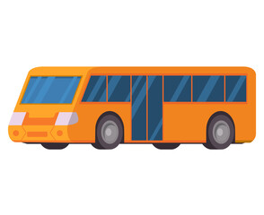 Yellow city bus. Vector illustration flat style. Public transport.Vehicle side view.Isolated on a white background.