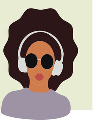 vector's illustration of a woman in headphones