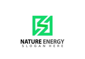 Abstract Letter N Nature Energy Logo Design Vector Illustration Template