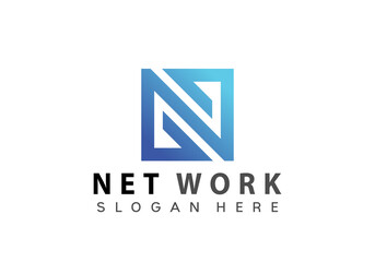 Abstract Letter N Square Network Logo Design Vector Illustration Template