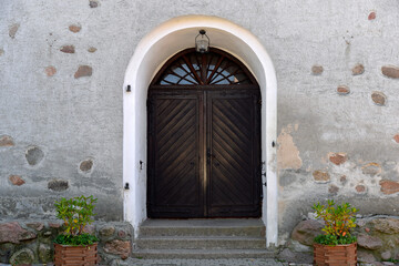Fototapeta premium built in 1639, the Catholic Church of the Holy Cross in Szestno in Warmia and Masuria in Poland