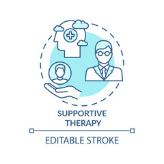 Supportive therapy concept icon. Physiological well-being improvement idea thin line illustration. Honest sharing feelings. Genuineness. Vector isolated outline RGB color drawing. Editable stroke