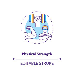 Physical strength building concept icon. Sports energy drinks idea thin line illustration. Power performance. Enhancing muscle contraction. Vector isolated outline RGB color drawing. Editable stroke