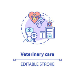 Veterinary care concept icon. Pet services. Animal perfect treatment. Little friend care. Veterinary idea thin line illustration. Vector isolated outline RGB color drawing. Editable stroke