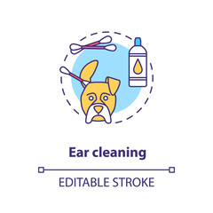 Ear cleaning concept icon. Grooming services types. Animal care options. Veterenary services idea thin line illustration. Vector isolated outline RGB color drawing. Editable stroke
