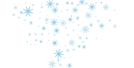 Snowflakes. Snow, snowfall. Falling scattered white snowflakes on a gradient background. Vector