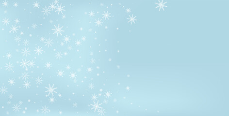 Snowflakes. Snow, snowfall. Falling scattered white snowflakes on a gradient background. Vector