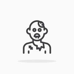 Zombie icon in line style. Editable stroke.