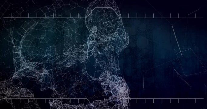 Network of connections forming a skull against black background