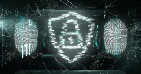 Cyber security icons and networks of connections against mathematical equations - Powered by Adobe