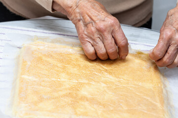 Close up of a just baked sponge cake