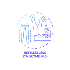 Restless legs syndrome blue gradient concept icon. Insomnia cause. Healthcare problem symptom. Sleep disorder treatment idea thin line illustration. Vector isolated outline RGB color drawing