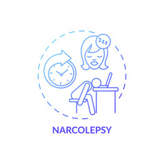 Narcolepsy blue gradient concept icon. Sleep disorder symptom. Chronic clinical condition. Hypersomnia treatment idea thin line illustration. Vector isolated outline RGB color drawing