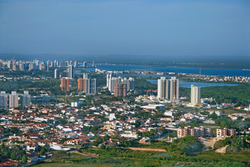 Fototapeta na wymiar Aerial view of the Sergipe river at Aracajú, Sergipe’s State capital. Nov. 2011