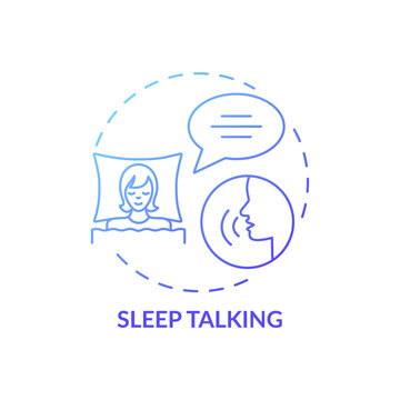 Sleeptalking blue gradient concept icon. Talk while asleep. Parasomnia symptom. Psychological problem. Sleep disorder idea thin line illustration. Vector isolated outline RGB color drawing
