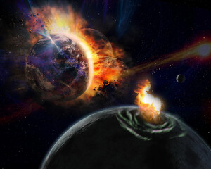 Space planetary disaster. Elements of this image furnished by NASA.