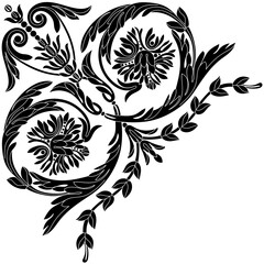 vintage baroque ornament, corner. Retro pattern antique style acanthus. Decorative design element filigree calligraphy vector