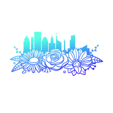 recommend clip art: Baltimore, MD, USA, Flowers with Vintage Skyline Design. Floral frame ornament vector style. Decoration Design Silhouette illustration.
