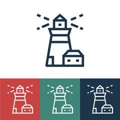 Linear vector icon with lighthouse