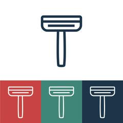 Linear vector icon with razor