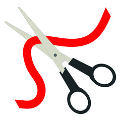 scissors cutting the red ribbon