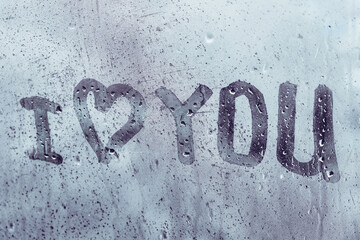 Concept I love you on a wet window