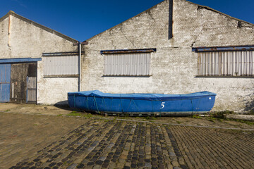 old lifeboat on a quay in Ostend