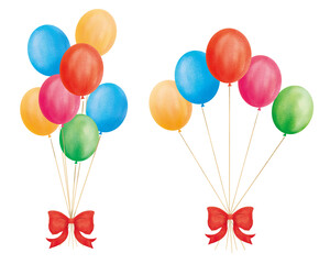 風船とリボンのイラスト