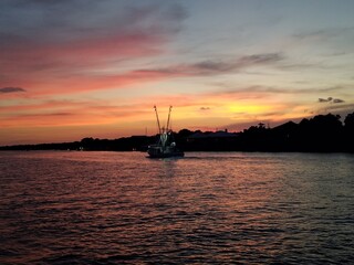 Perdido Key Sunset; boat; headed home; port; fishing; coast