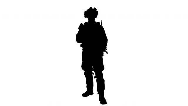 Soldier standing and talking to you, Alpha Channel