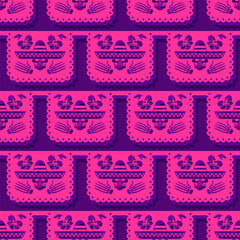 Day of the Dead pattern seamless. Dia de Muertos background. Skull and skeleton ornament