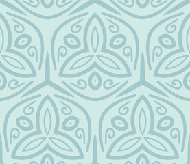 Abstract floral ornament, seamless pattern. Fantasy ornamental geometric background. Wrapping paper, textile, fabric. Vector illustration.