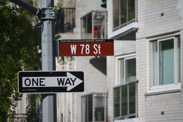 Fototapeta premium West 78th Street historic sign in collegiate district