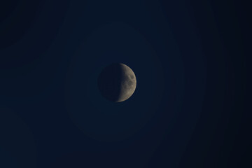 moon illuminated from one side in the night dark sky