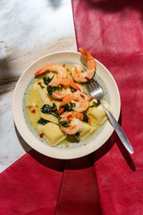 Tuscan Creamy Shrimp Ravioli
