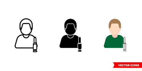 Military shooter icon of 3 types color, black and white, outline. Isolated vector sign symbol.