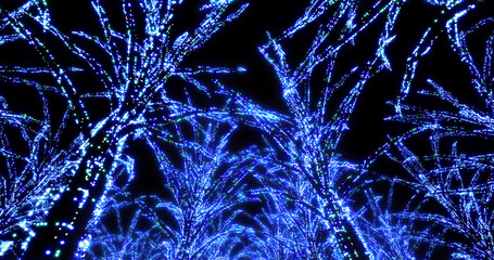 illumination tree neon city night light glitter 3D illustration background