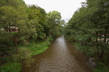 Fototapeta na wymiar River Mže in Stříbro,Plzeň Region,Czech Republic,Europe 