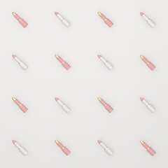 Background from lipsticks on a fashionable delicate background. Amazing 3D Illustration.